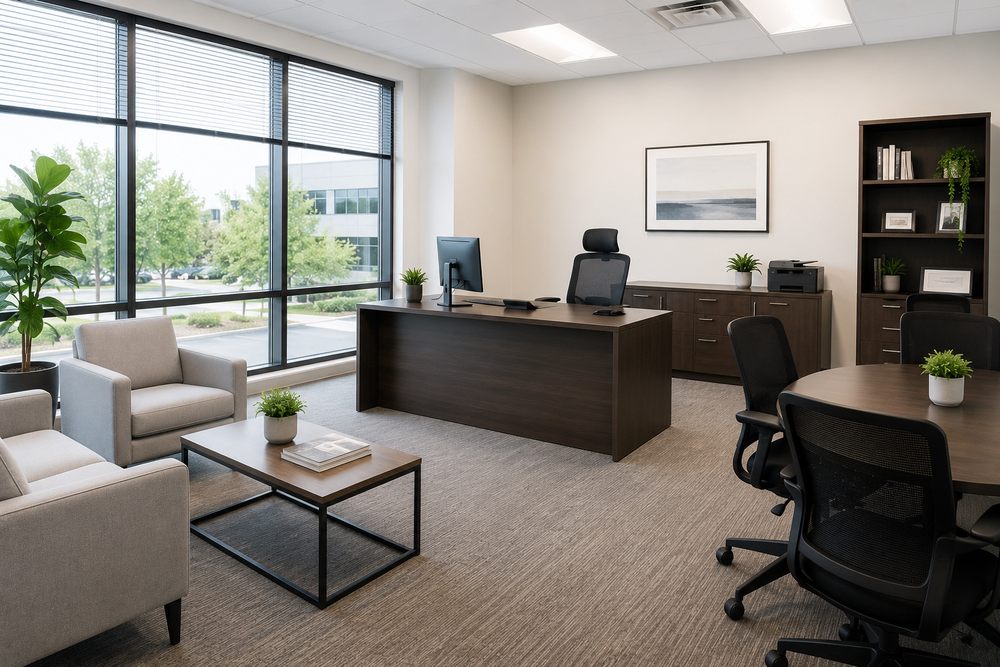 Freshly cleaned modern office suite ready for the workday