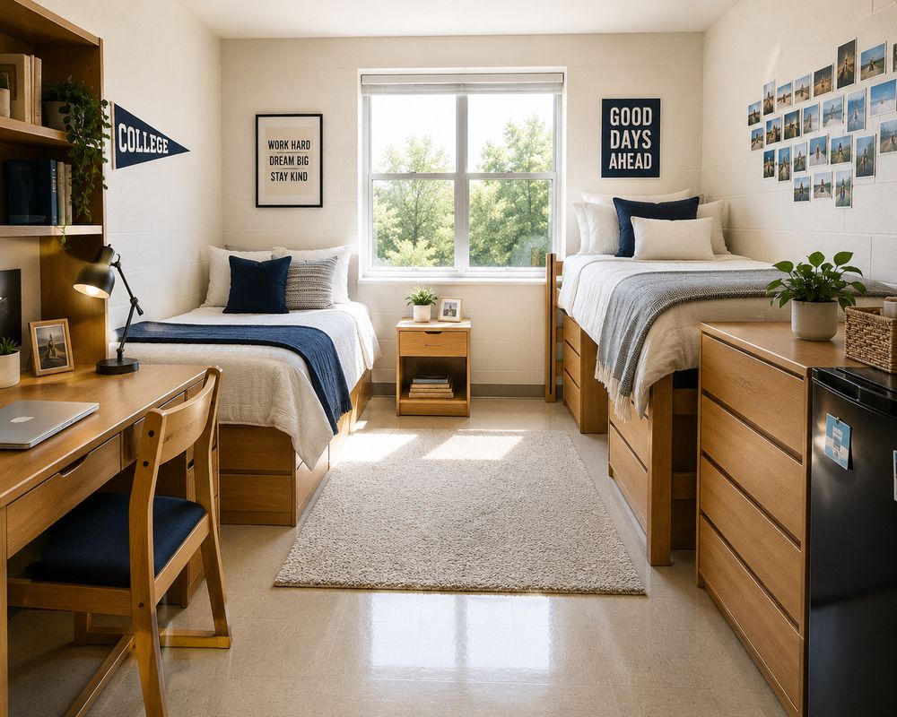 University housing dorm room cleaned and reset between semesters